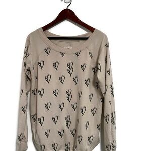 Chaser Cream Boxy Sweatshirt with Heart Print
